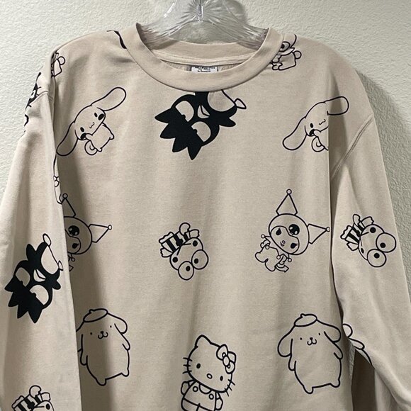 NEW SANRIO HELLO KITTY & FRIENDS Adult Pullover Sweatshirt, Tan/Black - M - Picture 4 of 8